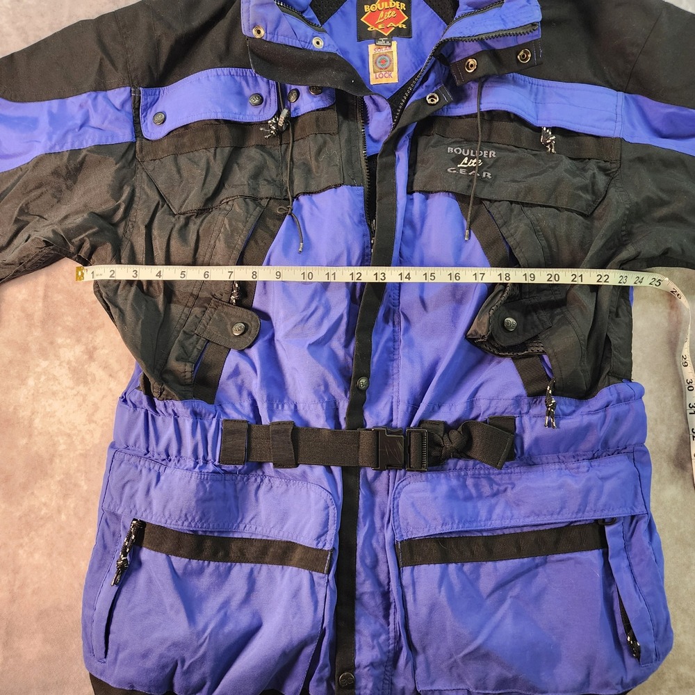 Vintage Boulder Lite‎ Gear Mens Black Purple/Blue Hooded Insulated Ski Jacket L - Picture 3 of 6